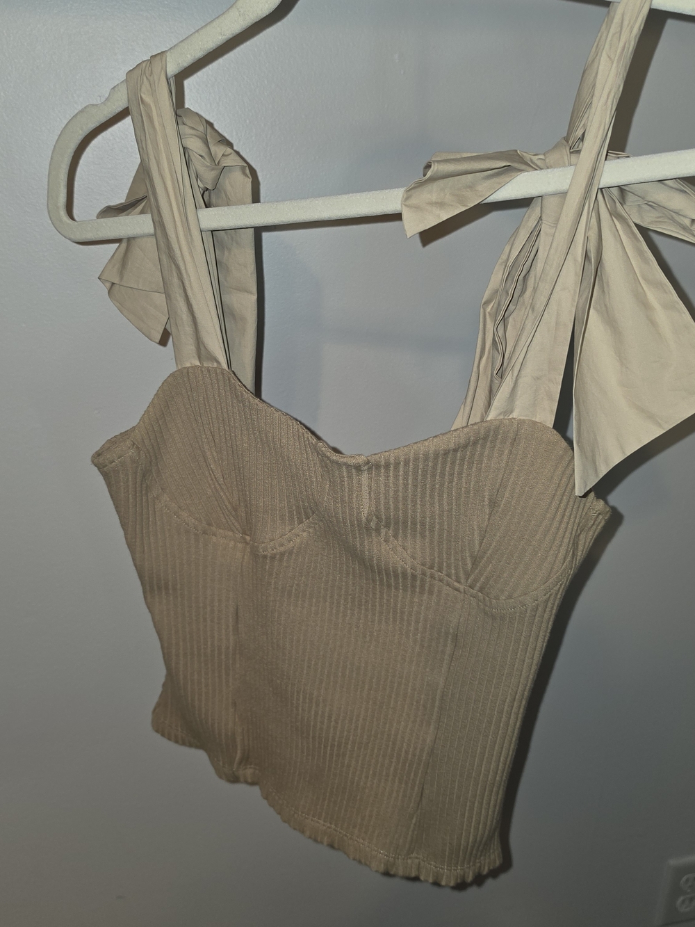 Anthropologie Ribbed Bustier Camisole in Light Beige